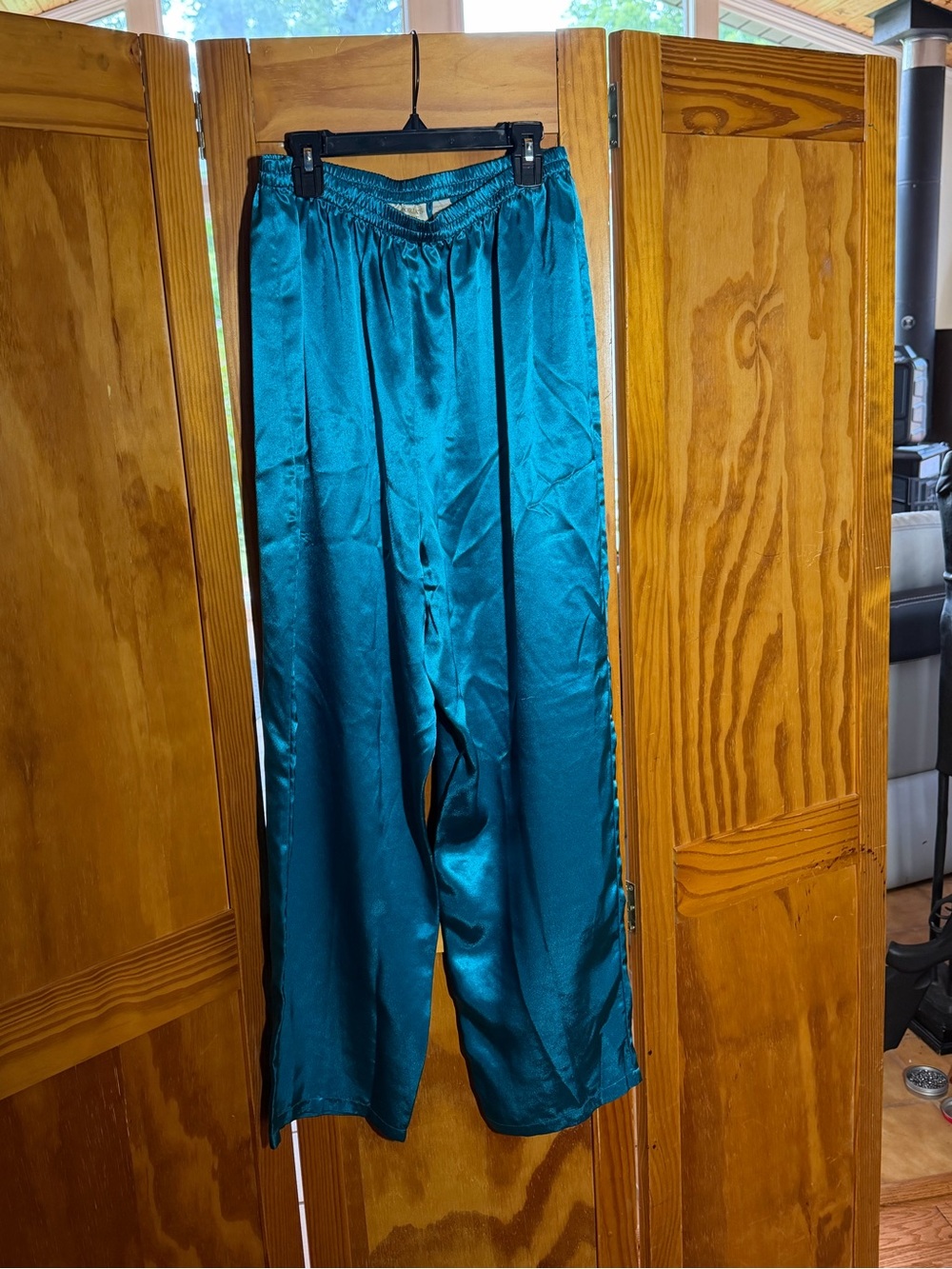 Victoria's Secret Gold Label Teal Satin Pajama Pants|Sz L